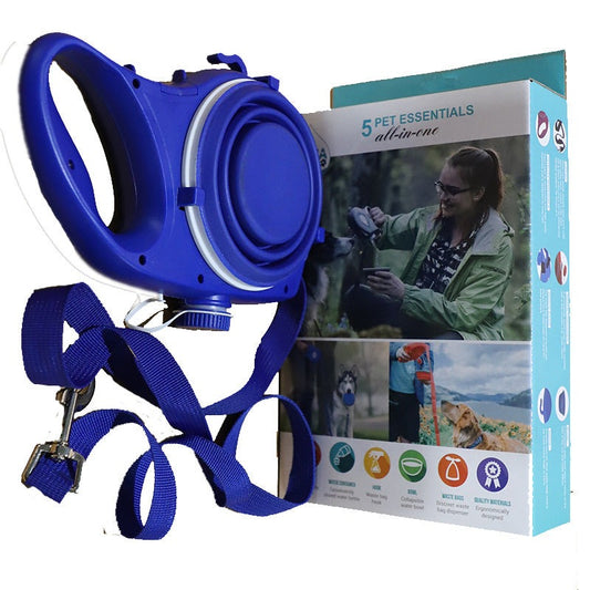 3-i-1 Hundkoppel med vattenhållare och kopp
