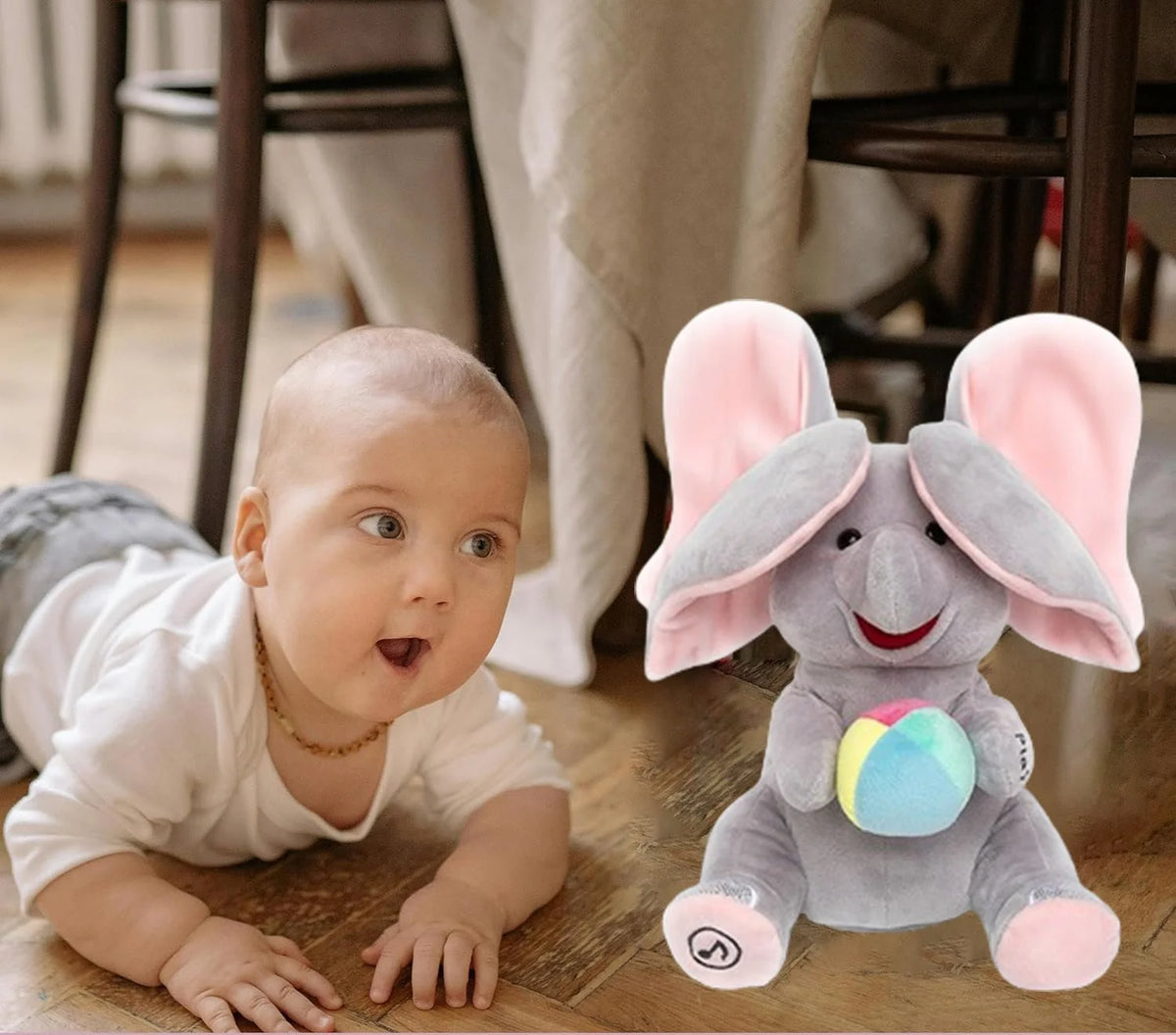 Interaktiv Syngende Elefant med Peek-a-Boo og Musik