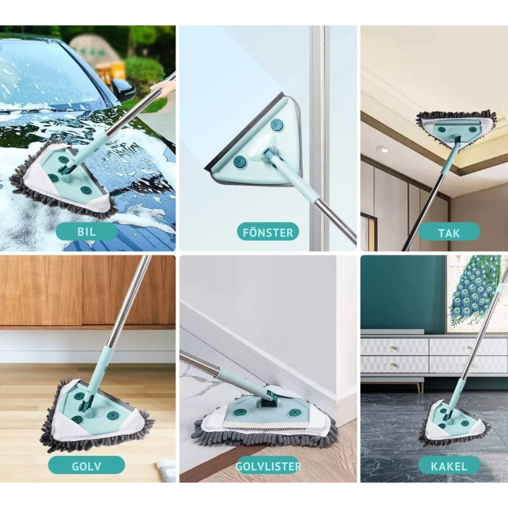 SmartMop 360 ™ - roterende mopp med selvspørsels og justerbart håndtak