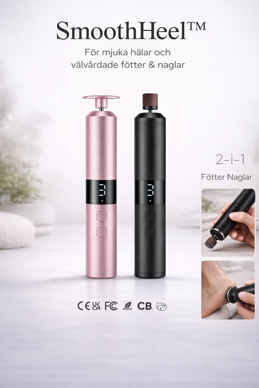 SmoothHeel™ Elektrisk fotfil och nagelfil 2-i-1