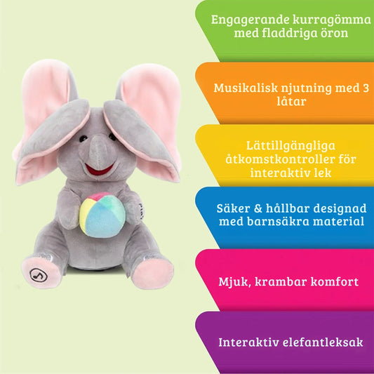 Interaktiv Syngende Elefant med Peek-a-Boo og Musik