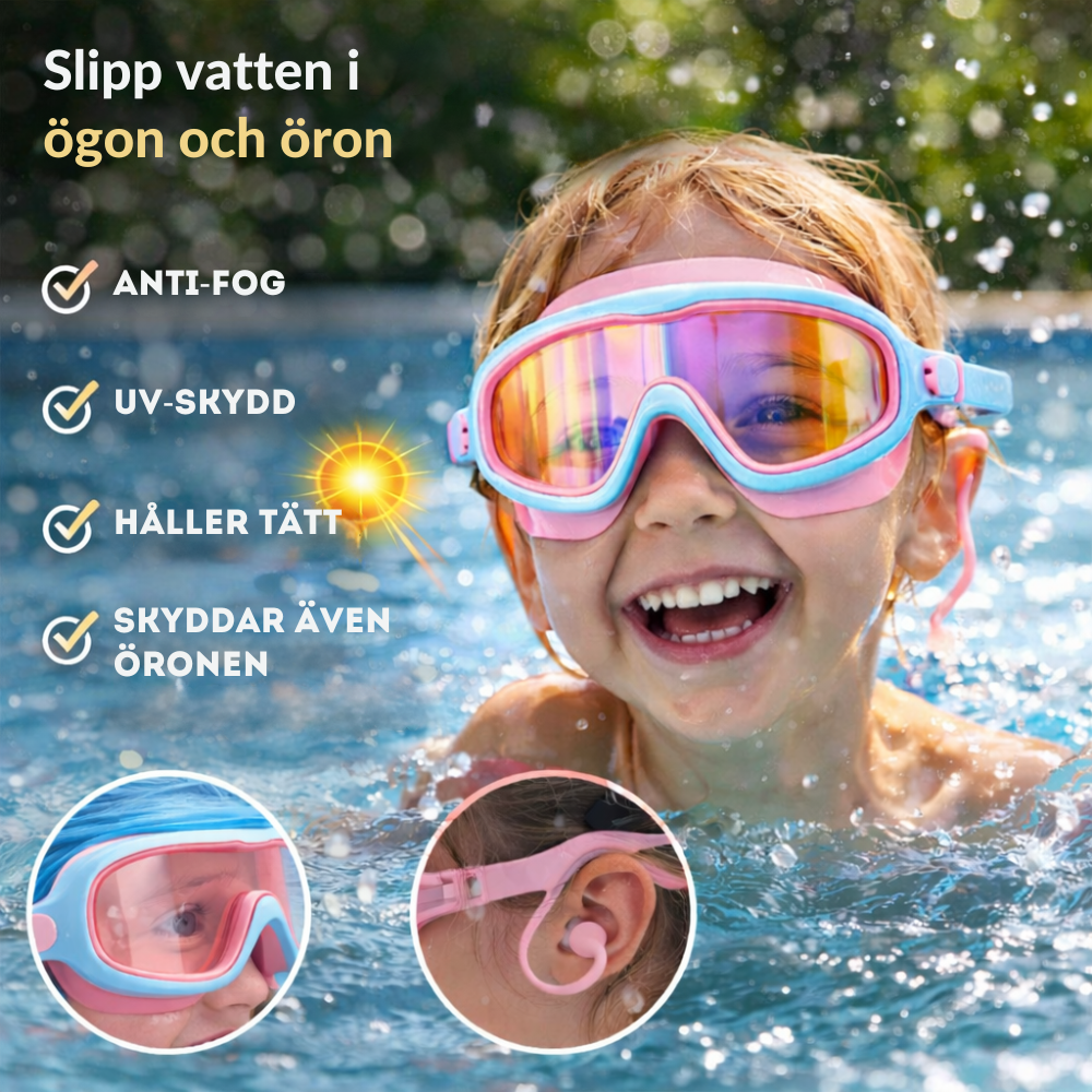 AquaGuard – svømmebriller til børn med ørebeskyttelse (2-14 år)