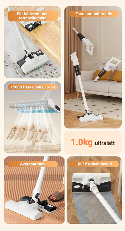 Trådløs 3-i-1 støvsuger – Suging, Mopp & Steriliser med UV