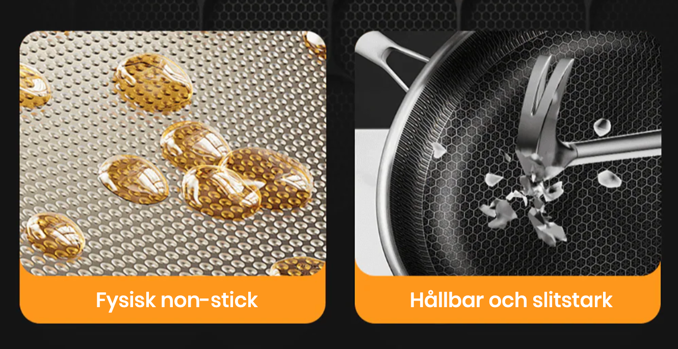 Premium Hybridpannan – stekpanna rostfritt & non-stick i ett