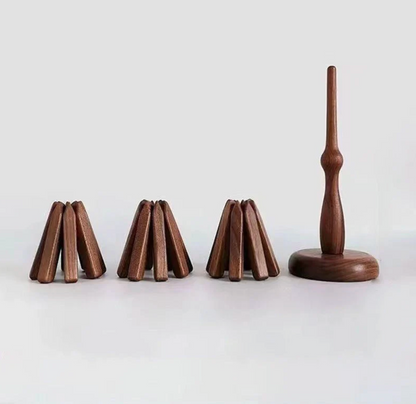 Skandinaviskt Valnötsset – Träunderlägg med Ställ (3-pack)