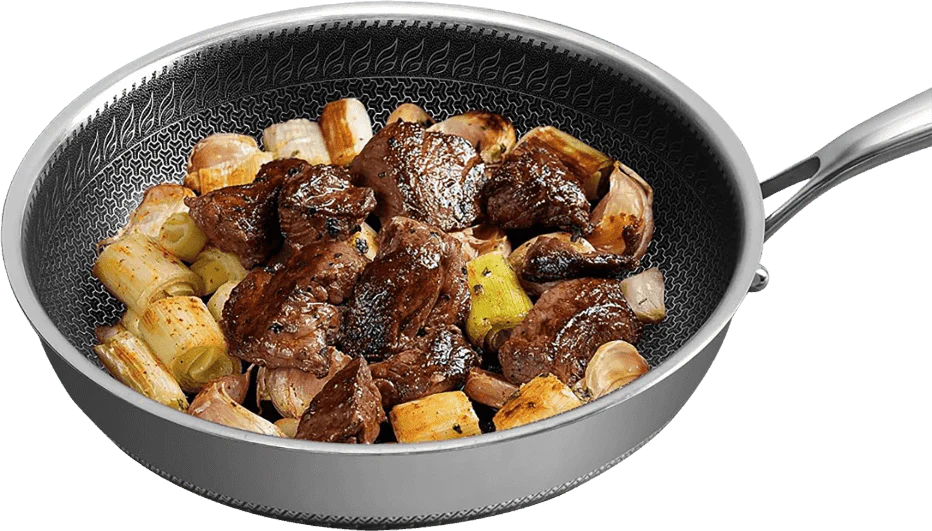 Premium Hybridpannan – stekpanna rostfritt & non-stick i ett