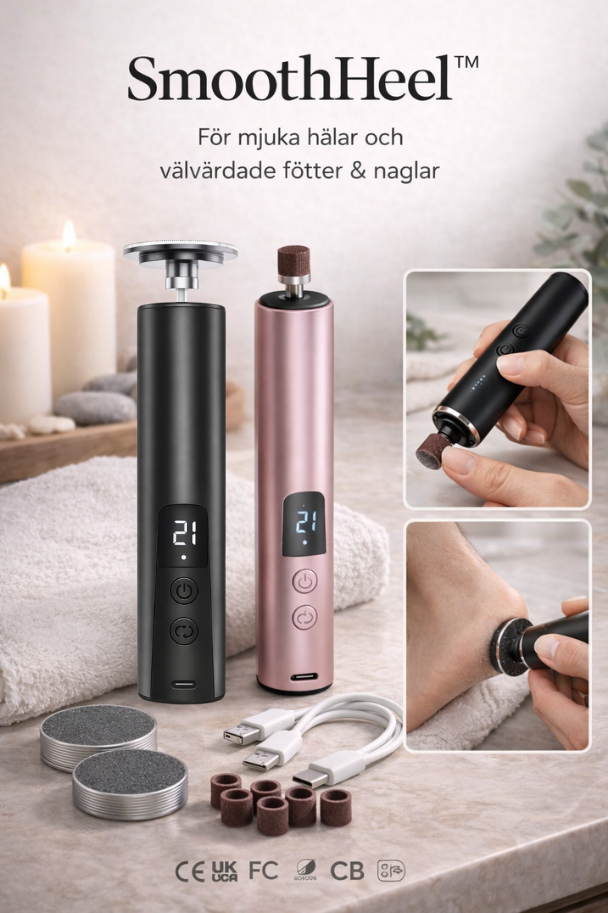 SmoothHeel™ Elektrisk fodfil og neglefil 2-i-1
