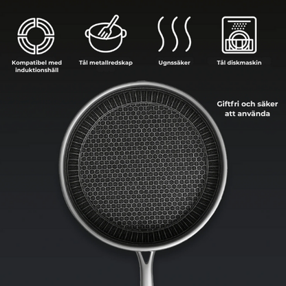 Premium Hybridpannan – stekpanna rostfritt & non-stick i ett
