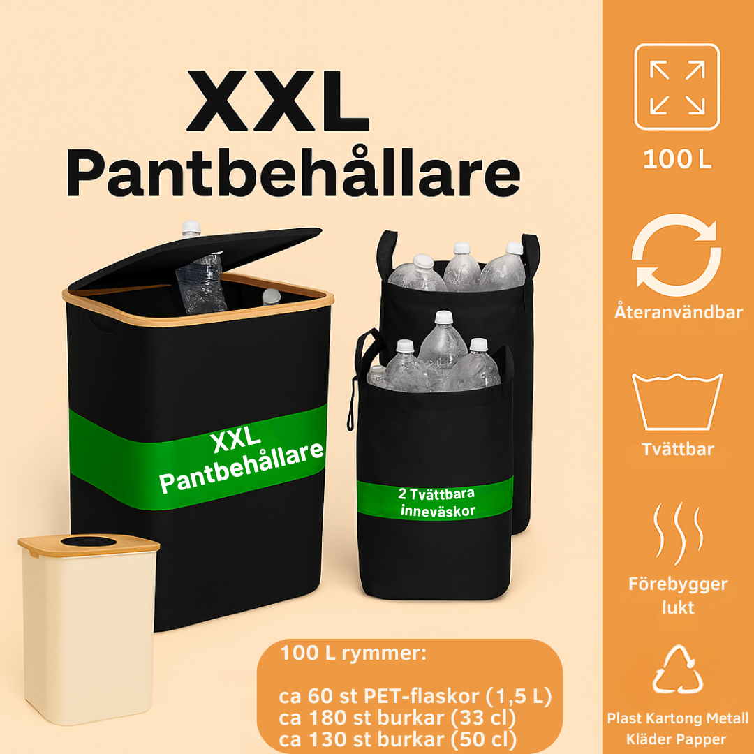 Lupaus- & 100 litran kierrätysastia pestävillä sisäpusseilla
