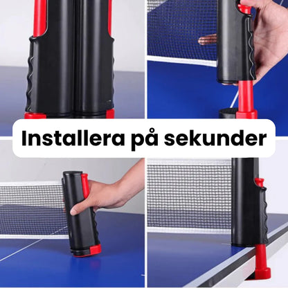 Portabelt bordtennis-set – Utdragbart pingisnät + racketar & bollar