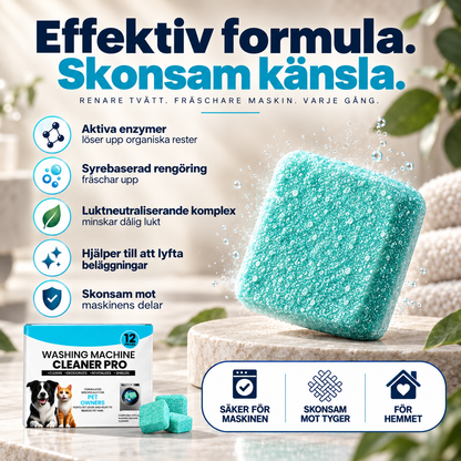 Rengöringstabletter för tvättmaskin – mot smuts, lukt, kalk och djurhår