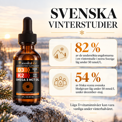 D3 + K2 + Omega-3 droppar – högkoncentrerad