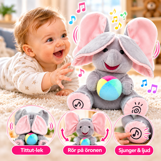 Interaktiv Syngende Elefant med Peek-a-Boo og Musik