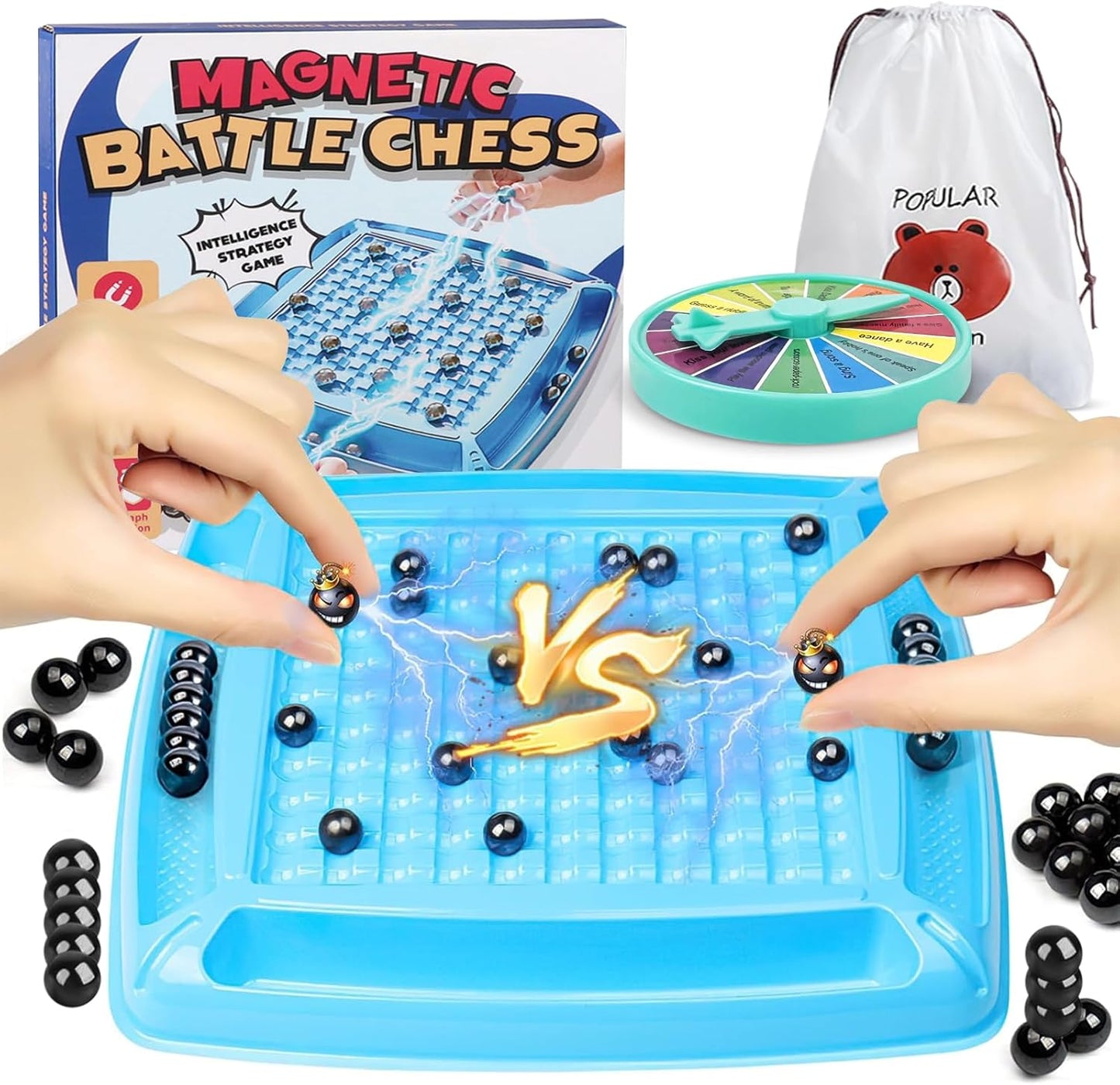 Magnetiskt Familjespel – Magnetkulor + Utmaningshjul