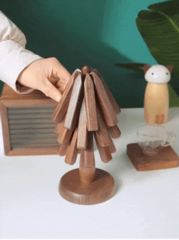 Skandinaviskt Valnötsset – Träunderlägg med Ställ (3-pack)