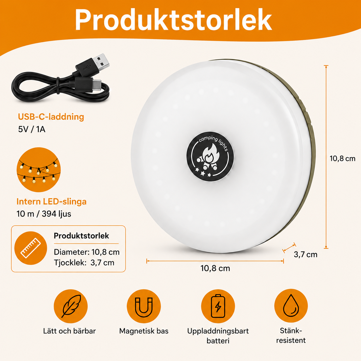 Campinglykta med Ljusslin