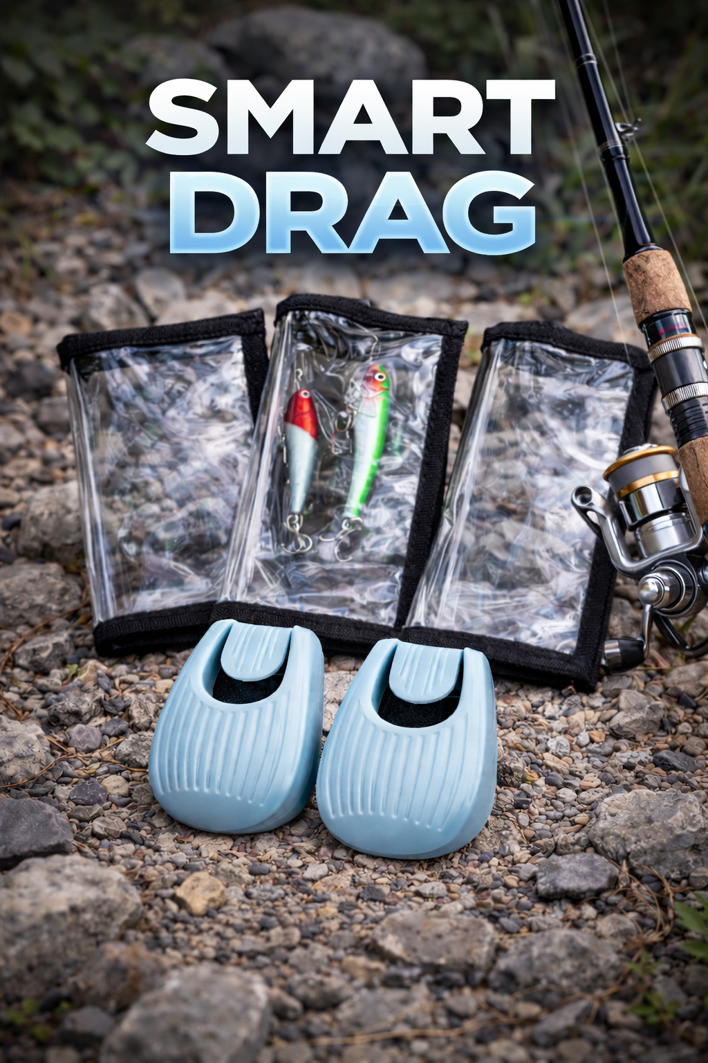 LureGuard – smart fiskeset med 5 delar; ink 2 spöhållare och 3 skyddsfodral för fiskedrag