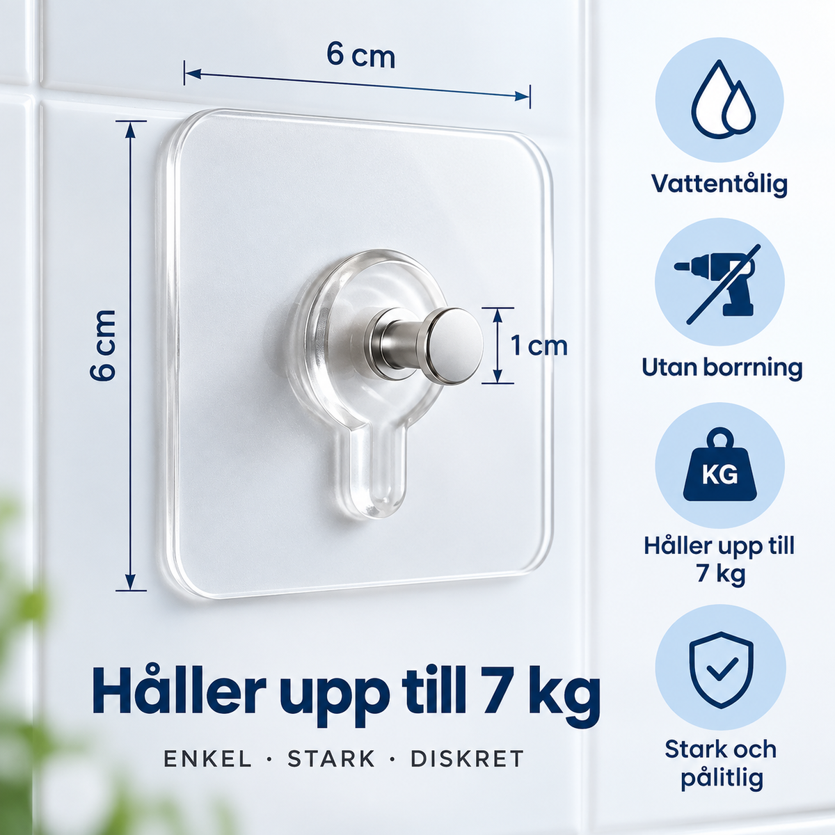 Självhäftande Väggkrokar – Utan Borrning