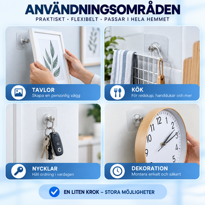Självhäftande Väggkrokar – Utan Borrning