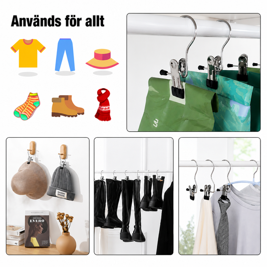 Klämkrokar för klädhängare (10 st)