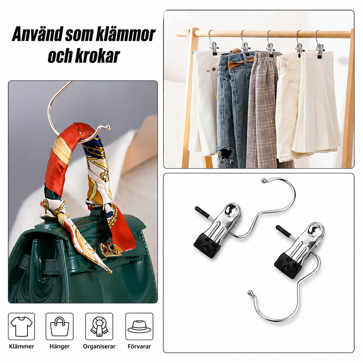 Klämkrokar för klädhängare (10 st)