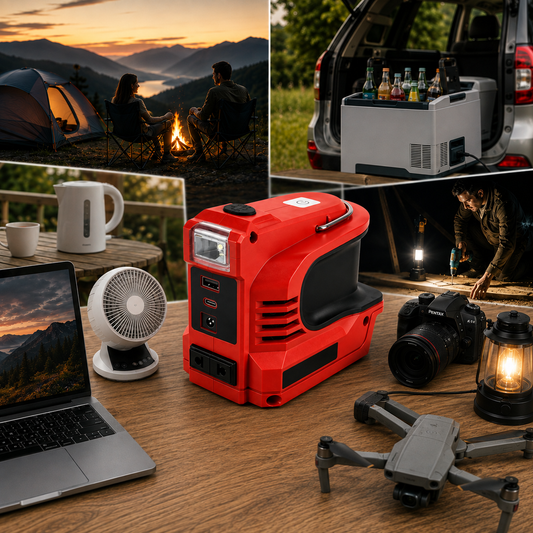 Portabel Batteriinverter 220W – Reservkraft för Makita, DeWalt, Milwaukee & Bosch