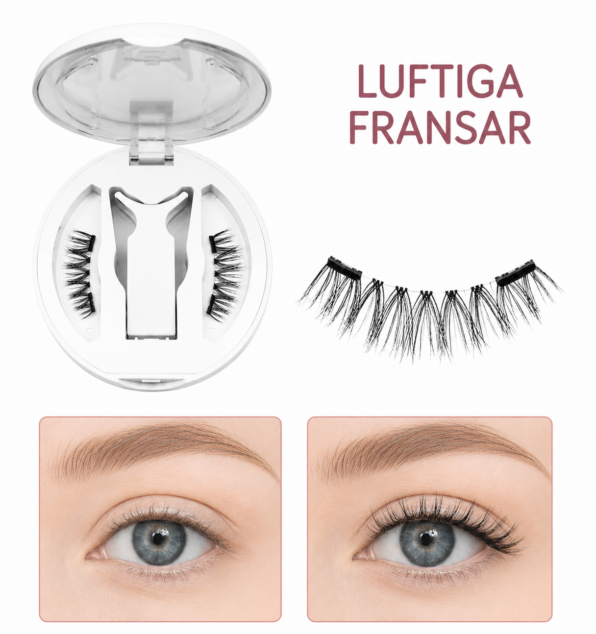 Magnetiska Lösögonfransar — enkla att använda varje dag