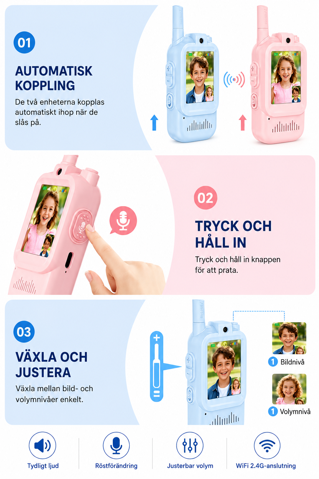 Video Walkie Talkies – med kamera & röstfilter (2 st)