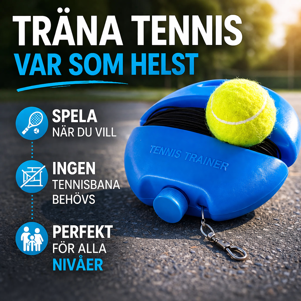 Bærbar tennistræner med reboundbold