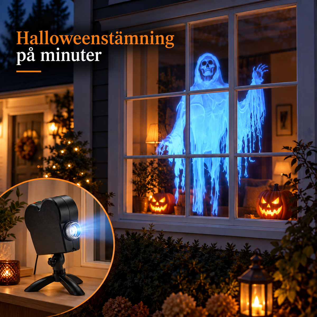 Fönsterprojektor för Halloween & Jul – 12 animerade filmer