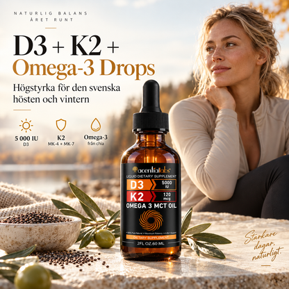 D3 + K2 + Omega-3 droppar – högkoncentrerad