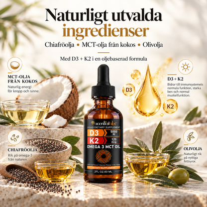 D3 + K2 + Omega-3 droppar – högkoncentrerad