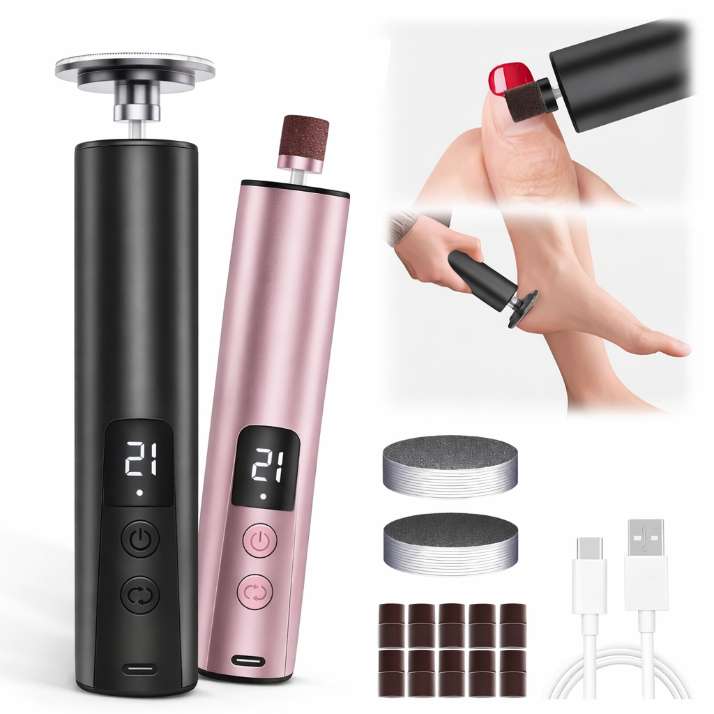 SmoothHeel™ Elektrisk fodfil og neglefil 2-i-1
