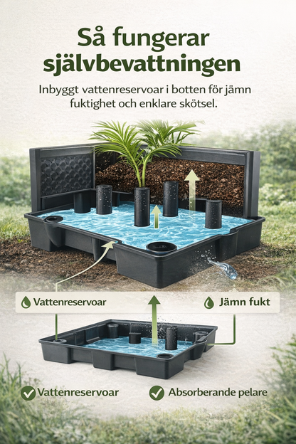 Selvvandende plantetårn med espalier - til blomster og klatreplanter