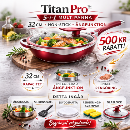 Titanisk Premium Keramisk Multigryde 32 cm med Dampfunktion