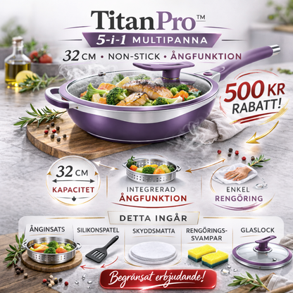 Titanisk Premium Keramisk Multigryde 32 cm med Dampfunktion
