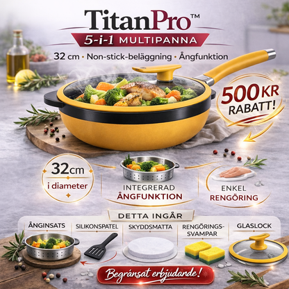 Titanisk Premium Keramisk Multigryde 32 cm med Dampfunktion
