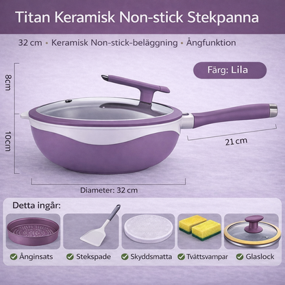 Titanisk Premium Keramisk Multigryde 32 cm med Dampfunktion