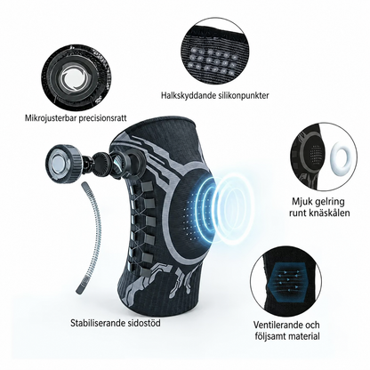 KneeFlex Pro™ – justerbart knästöd med precisionsratt