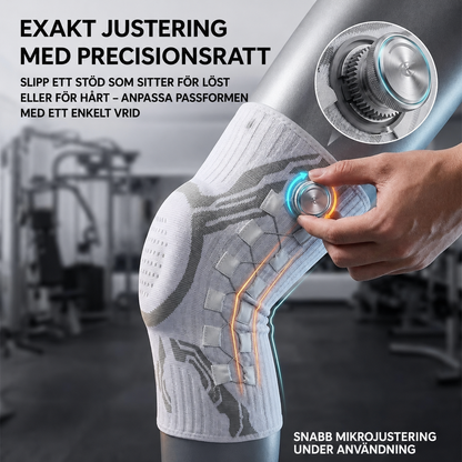 KneeFlex Pro™ – justerbart knästöd med precisionsratt