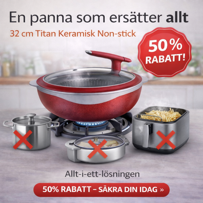 Titanisk Premium Keramisk Multigryde 32 cm med Dampfunktion