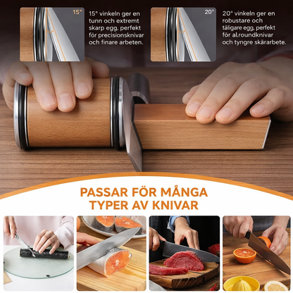 Knivslip med magnetisk vinkelguide