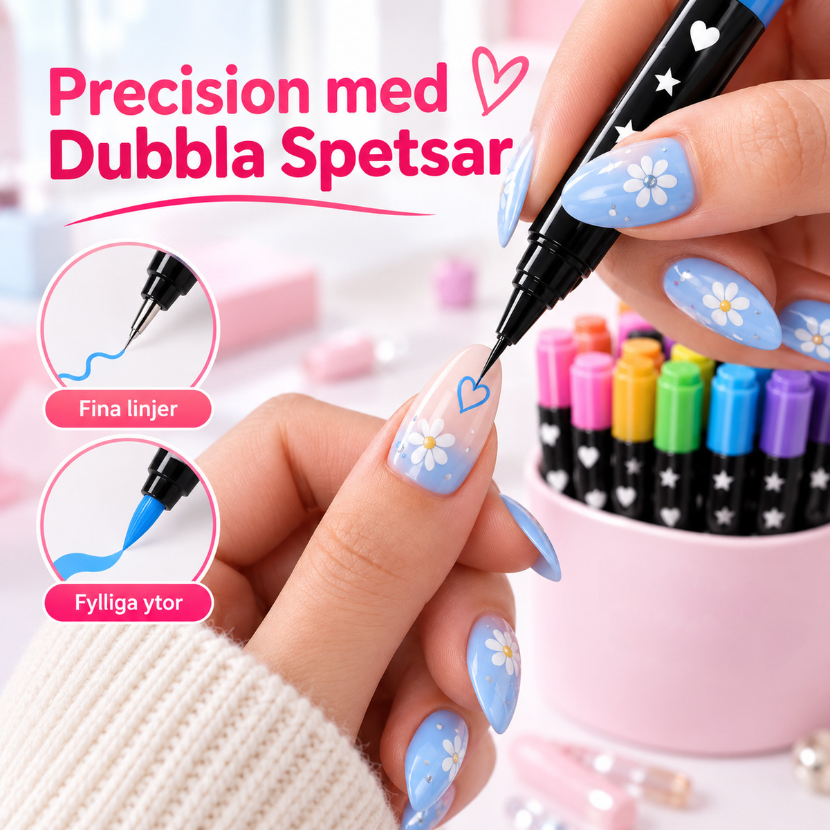 NailArt Studio – 14 dubbelsidiga nagelpennor + GRATIS stickers