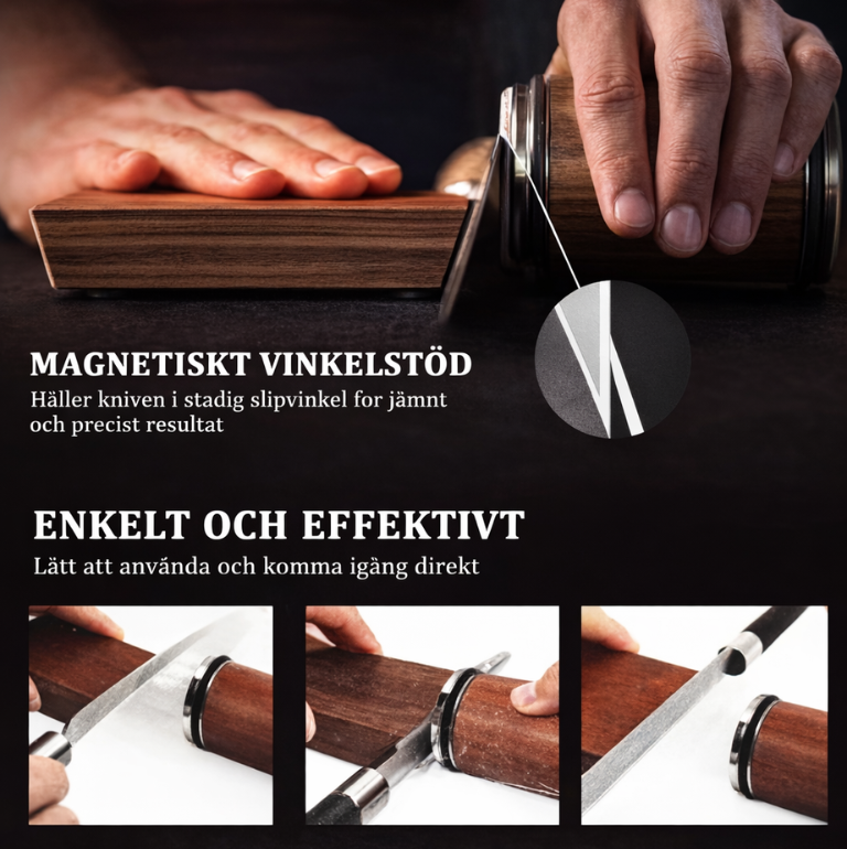 Knivslip med magnetisk vinkelguide