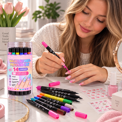 NailArt Studio – 14 dubbelsidiga nagelpennor + GRATIS stickers