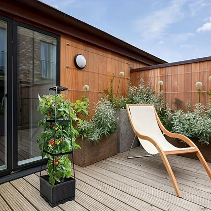 Selvvandende plantetårn med espalier - til blomster og klatreplanter