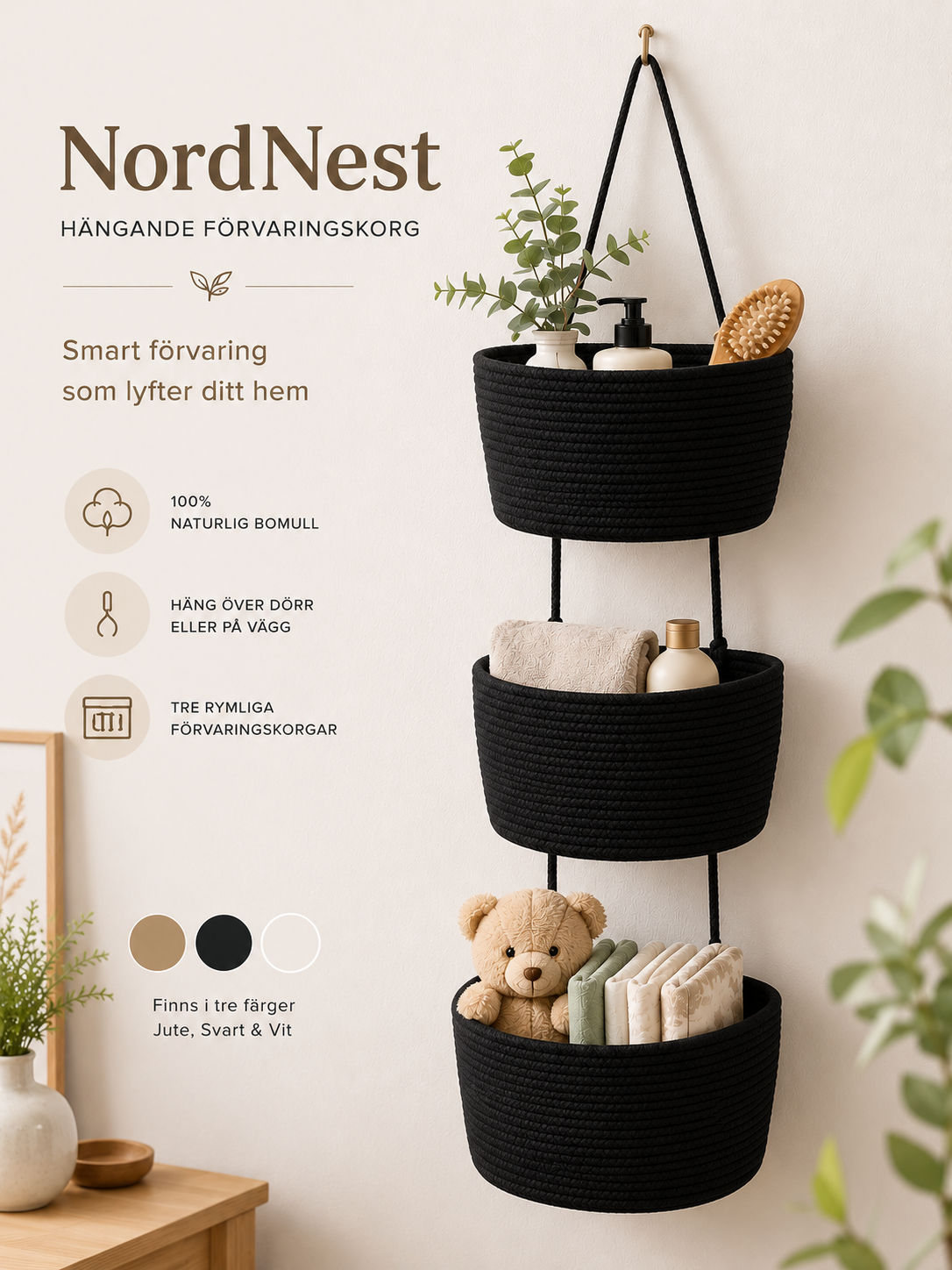 NordNest™ - Hängande Förvaringskorg