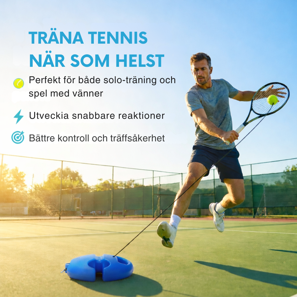 Bærbar tennistræner med reboundbold