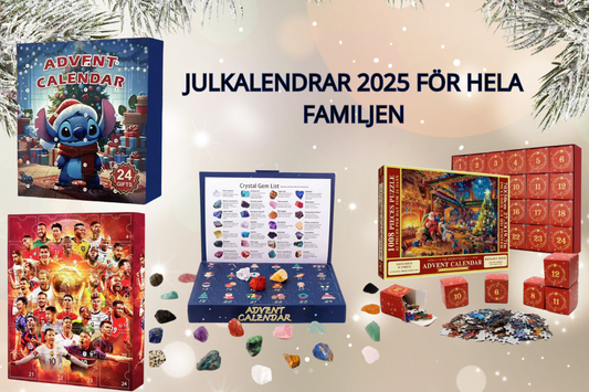 Adventskalendrar 2025 för hela familjen – Stitch, Fotboll, Pussel & Kristaller