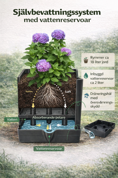 Selvvandende plantetårn med espalier - til blomster og klatreplanter